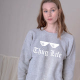 Thug Life Printed Sweatshirt For Unisex Grey | 24hours.pk