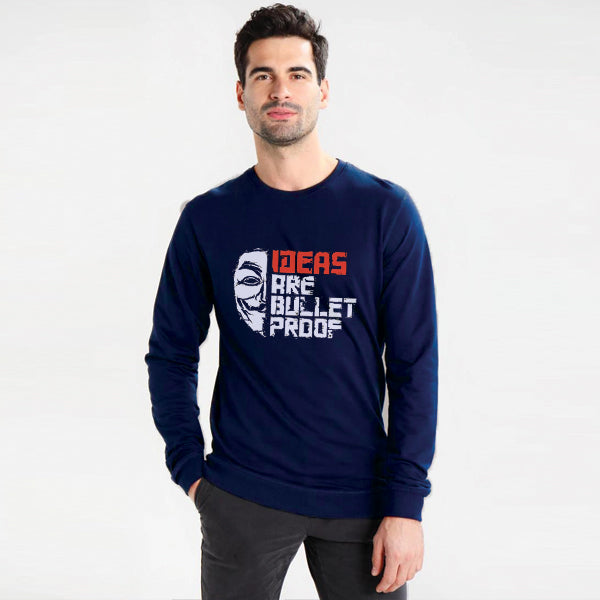 Ideas are Bullet Proof Sweatshirt For Unisex Blue | 24hours.pk
