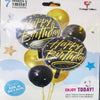 Pack of 7 foil balloon sets golden and black | 24hours.pk