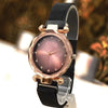 Magnet Chain Elegant Women Wrist Watch Black Belt With Golden Dial | 24hours.pk