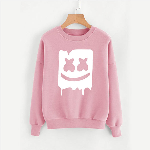 Marshmallow Style 2 Printed Sweatshirt For - Unisex Pink | 24hours.pk