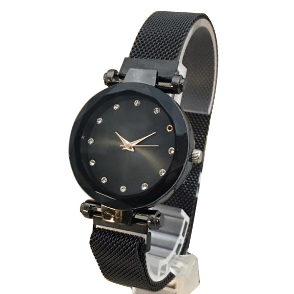 Magnet Chain Elegant Women Wrist Watch Black | 24hours.pk