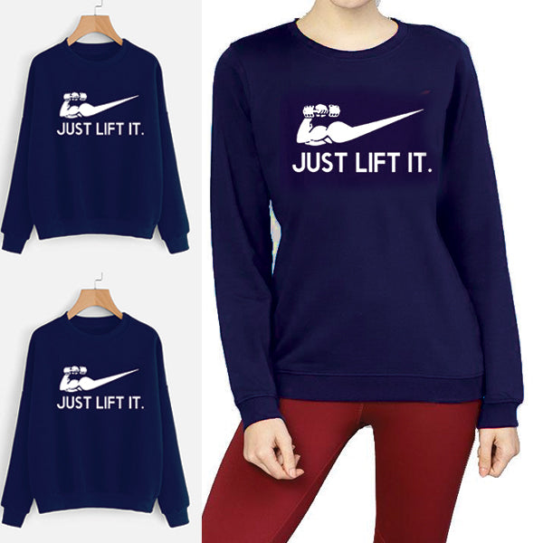 Just Lift It printed Winter Sweatshirt Blue | 24HOURS.PK