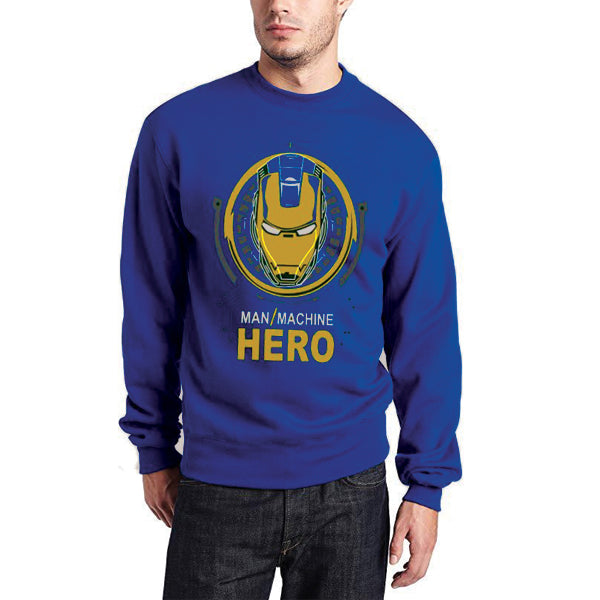Man Machine Hero blue new Printed Round Neck Cotton Fleece Winter Sweatshirt for Unisex | 24HOURS.PK