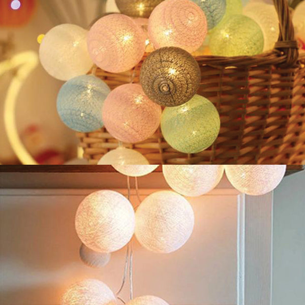 20 led Cotton balls strings Multi colours ball warm white light  3 metters | 24hours.pk