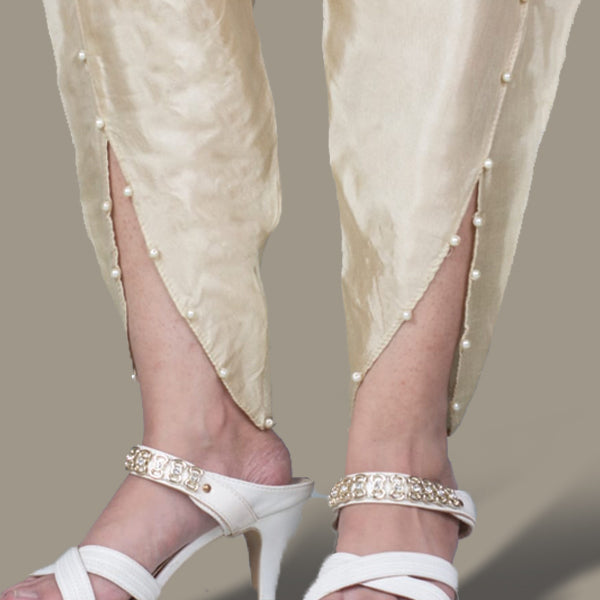 Tulip Cotton Silk With Pearls Shalwar For Her Golden | 24hours.pk