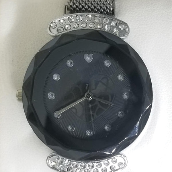 New Black Ploygon Magnet Watch In Silver Chain 00065 | 24hours.pk