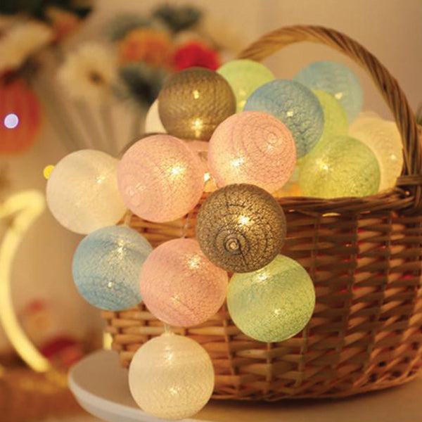 20 led Cotton Balls Strings Multi Colours Ball Warm White Light 3 Metters | 24HOURS.PK