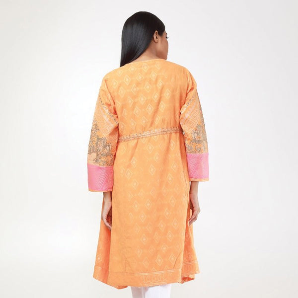 New Latest Embroidered Kurti Orange For Women | 24HOURS.PK
