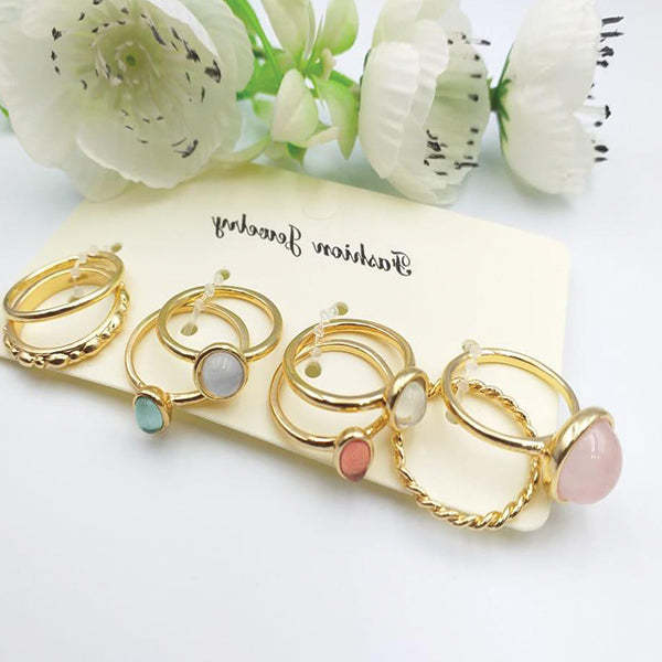 Latest Style Rings Set Multicolors & Random Design Stones | 24HOURS.PK