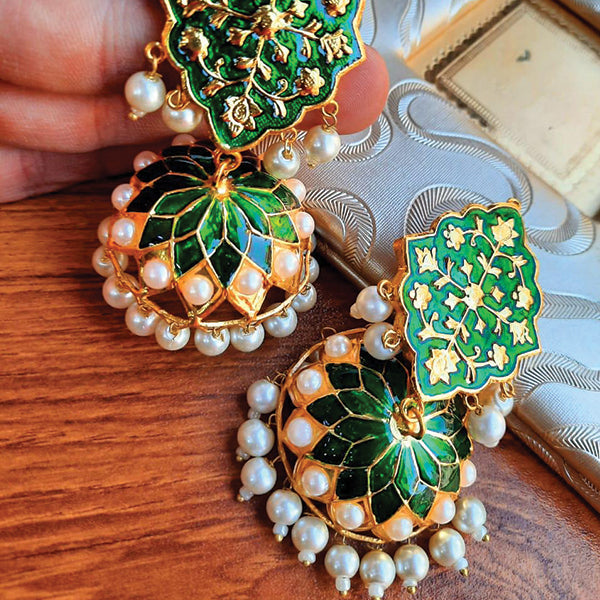 Creative Design With White Pearls Egyptan Style Earrings For Her Light Random Colors | 24HOURS.PK