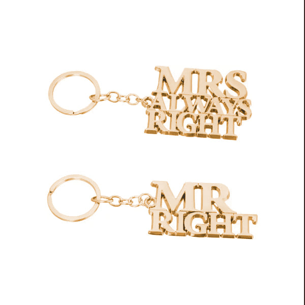 Pack of 2 Glorious Keychain MR RIGHT & MRS ALWAYS RIGHT Best Keychain For Valentines Day | 24hours.pk