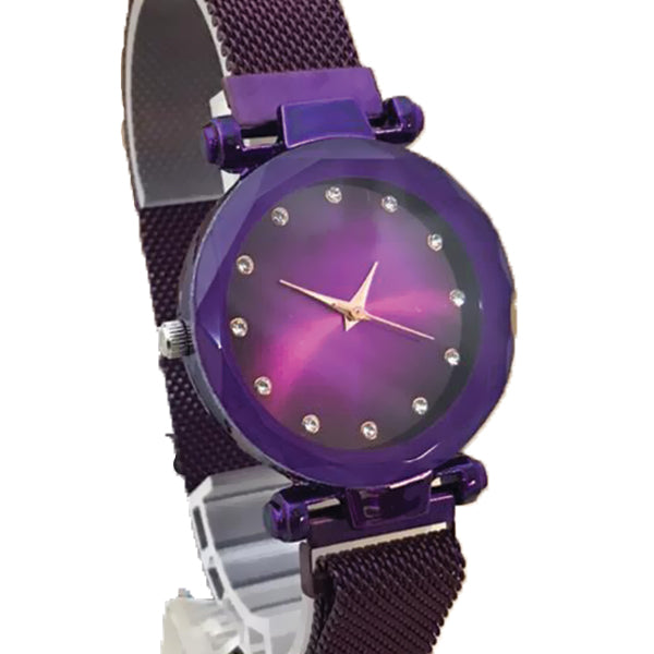 Magnet Chain Elegant Women Wrist Watch Purple | 24hours.pk