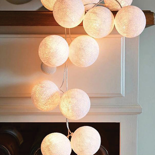 20 led Cotton balls strings Multi colours ball warm white light  3 metters | 24hours.pk