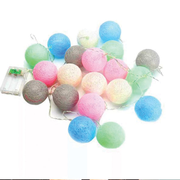 20 led Cotton Balls Strings Multi Colours Ball Warm White Light 3 Metters | 24HOURS.PK
