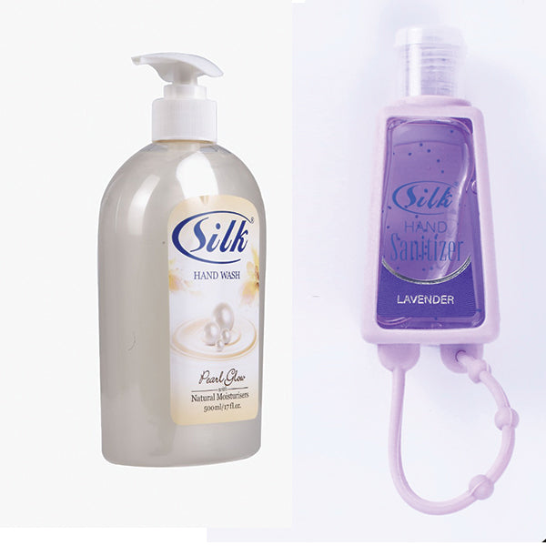 Pack of 2 Slik Pearl Glow Face Wash 500ml And Hand Sanitizer Lavender 30ml | 24hours.pk
