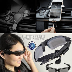 Pack of 2 Sunglasses Bluetooth Wireless Headsets and Universal Gravity Metal Air Vent Car Mount Mobile Holder | 24HOURS.PK