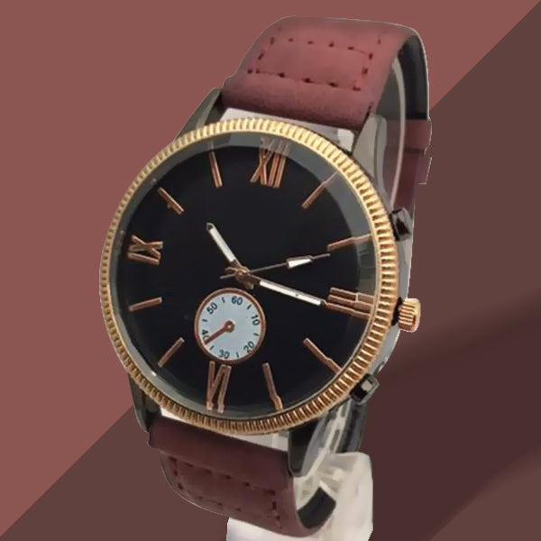 New Roman Watches For Mens Cost Black Dial and Mehroon Belt | 24HOURS.PK