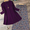 2 Pcs Plain Shirt Printed Trouser For Women - Purple | 24HOURS.PK