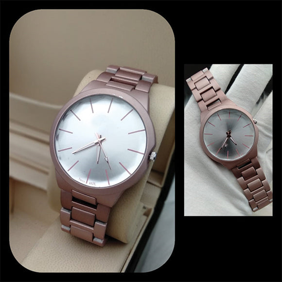 New Simple White & Coffee Brown Wrist Watch For Womens | 24hours.pk
