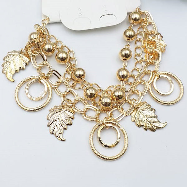 Simple Design Chains With Golden Leaf & Eclipse Bracelet For Girls And Women | 24hours.pk