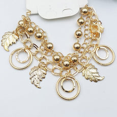 Simple Design Chains With Golden Leaf & Eclipse Bracelet For Girls And Women | 24hours.pk