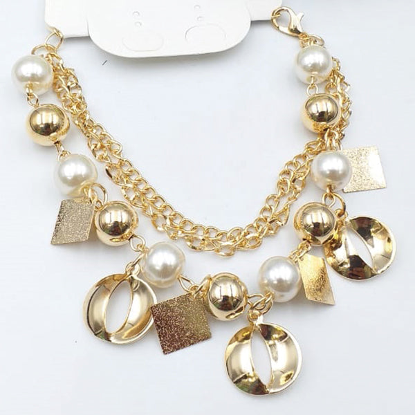 Golden With White Pearl Chains Bracelet For Girls And Women | 24hours.pk