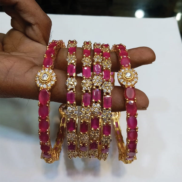 Vintage Creative Bangles Set With Red Stones | 24HOURS.PK