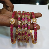 Vintage Creative Bangles Set With Red Stones | 24HOURS.PK