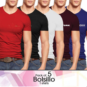 Pack of 5 Printed V-Neck T-Shirts | 24HOURS.PK