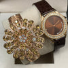 New Vintage Creative Golden Bangle With Creative Watch Brown Pair | 24HOURS.PK