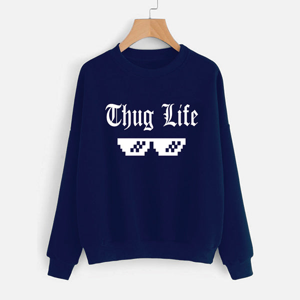 Thug Life Printed Sweatshirt For Unisex Blue | 24hours.pk