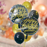 Pack of 7 foil balloon sets golden and black | 24hours.pk