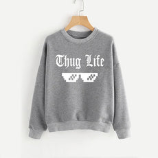 Thug Life Printed Sweatshirt For Unisex Grey | 24hours.pk