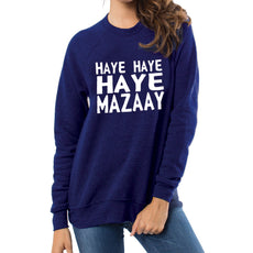 Haye Haye Haye Mazay Printed Winter Sweatshirt Blue For Unisex | 24hours.pk