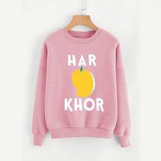 Har Aam Khor Pink Printed Round Neck Cotton Fleece Winter Sweatshirt for Men | 24hours.pk