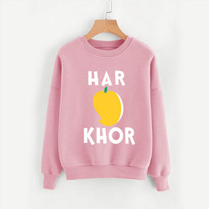 Har Aam Khor Pink Printed Round Neck Cotton Fleece Winter Sweatshirt for Men | 24hours.pk