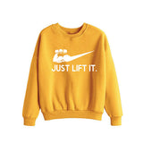 Just Lift It printed Winter Sweatshirt Yellow | 24HOURS.PK