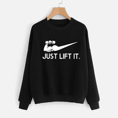Just Lift It printed Winter Sweatshirt Black | 24HOURS.PK