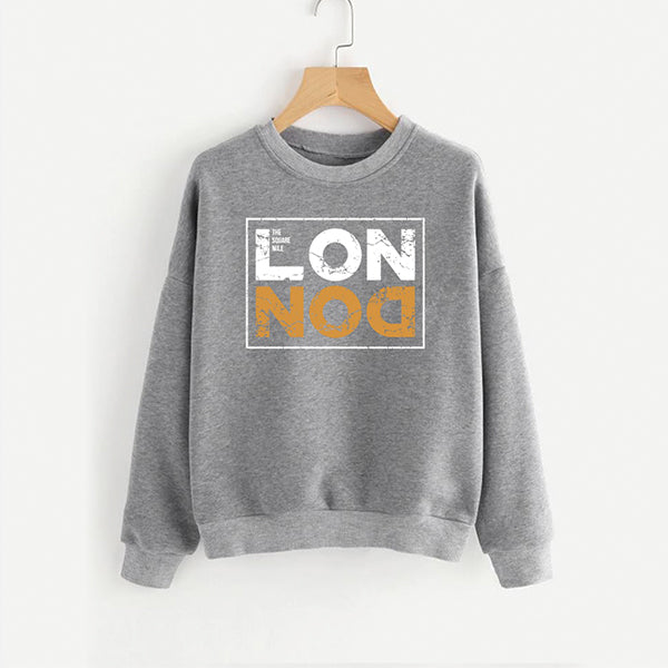 London grey new Printed Fleece Winter Sweatshirt | 24hours.pk