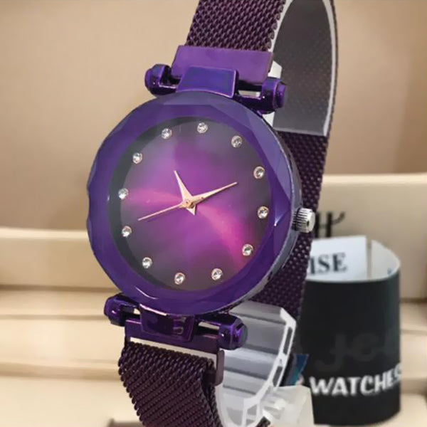 Magnet Chain Elegant Women Wrist Watch Purple | 24hours.pk