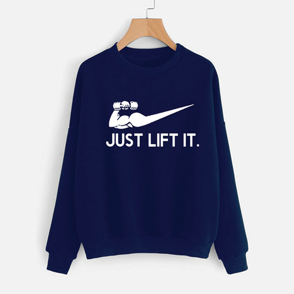 Just Lift It printed Winter Sweatshirt Blue | 24HOURS.PK