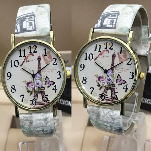 Pack of 2  Eiffel Tower Butterfly Dial Women Watch Random Design | 24HOURS.PK