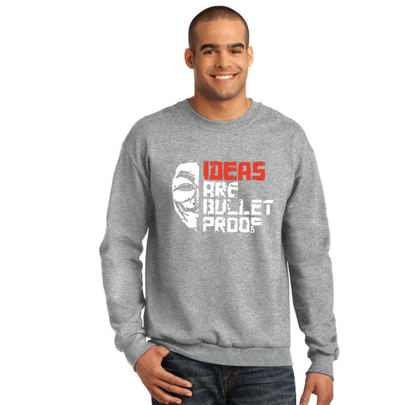 Ideas are Bullet Proof Sweatshirt For Unisex Grey | 24hours.pk