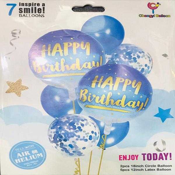 Pack of 7 foil balloon sets blue | 24hours.pk