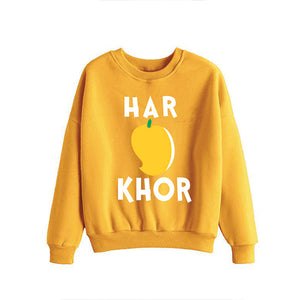 Har Aam Khor Grey Printed Round Neck Cotton Fleece Winter Sweatshirt for Men | 24hours.pk