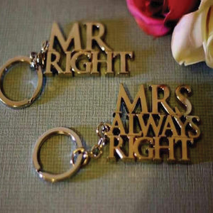 Pack of 2 Glorious Keychain MR RIGHT & MRS ALWAYS RIGHT Best Keychain For Valentines Day | 24hours.pk