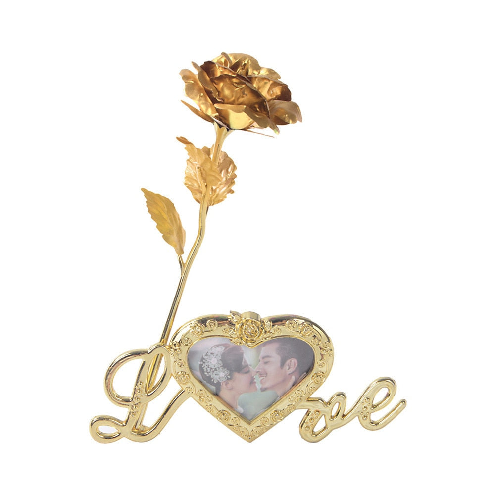 24k Galaxy Plastic Rose With Love-Shaped Support, Unique Gift for Valentine's Day Wedding And Anniversary The Best Gift For Bride And Wife Random Colors | 24hours.pk