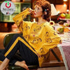 Ladies Sleeping Wear Printed Night Suit White 4314