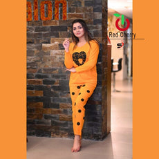 Yellow printed Night Suit For Her Pink 4314